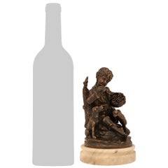 Pair Of French 19th Century Louis XVI St. Patinated Bronze And Alabaster Statues