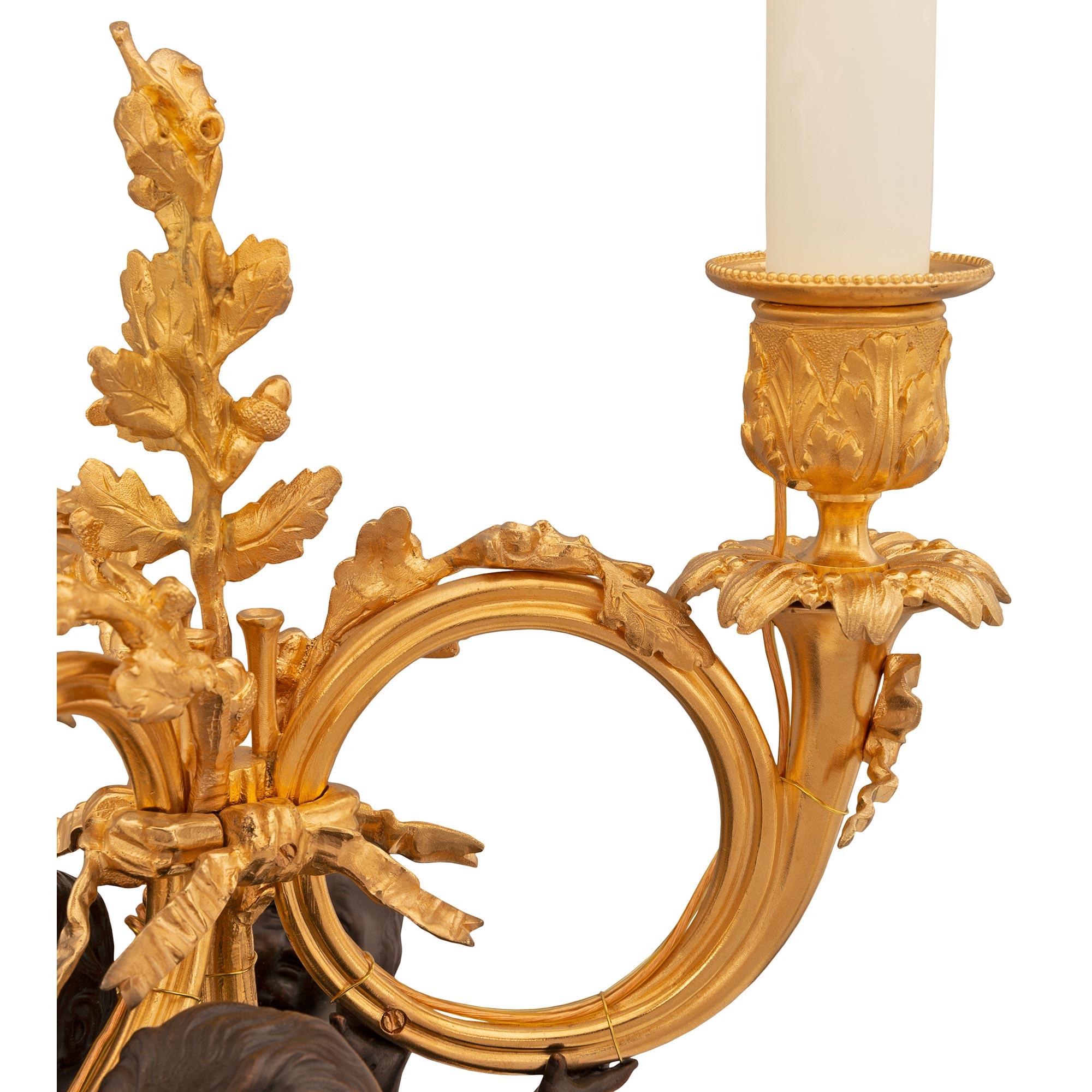 Pair of French 19th Century Louis XVI St. Patinated Bronze and Ormolu Lamps For Sale 3