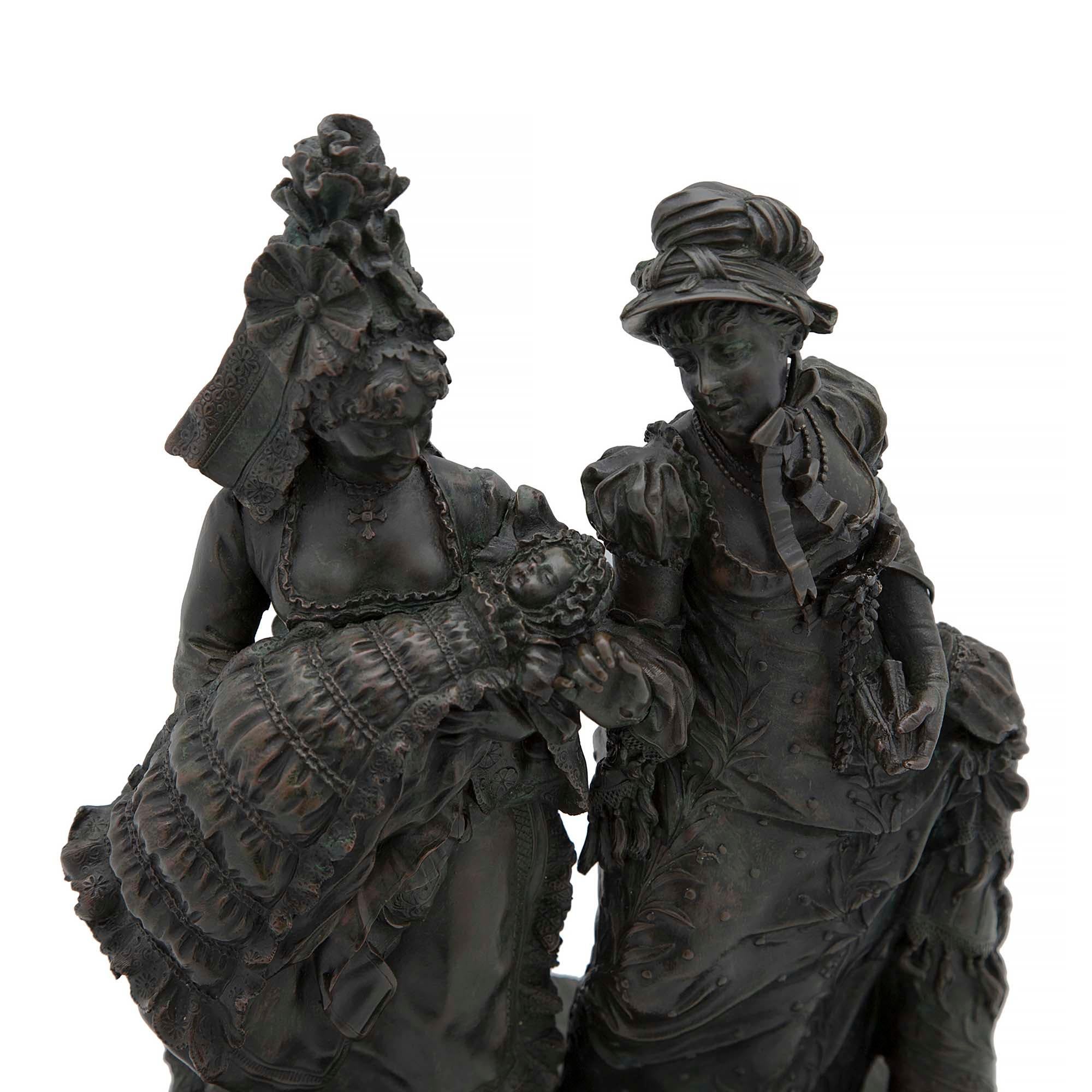 Pair of French 19th Century Louis XVI St. Patinated Bronze Sculptures For Sale 2