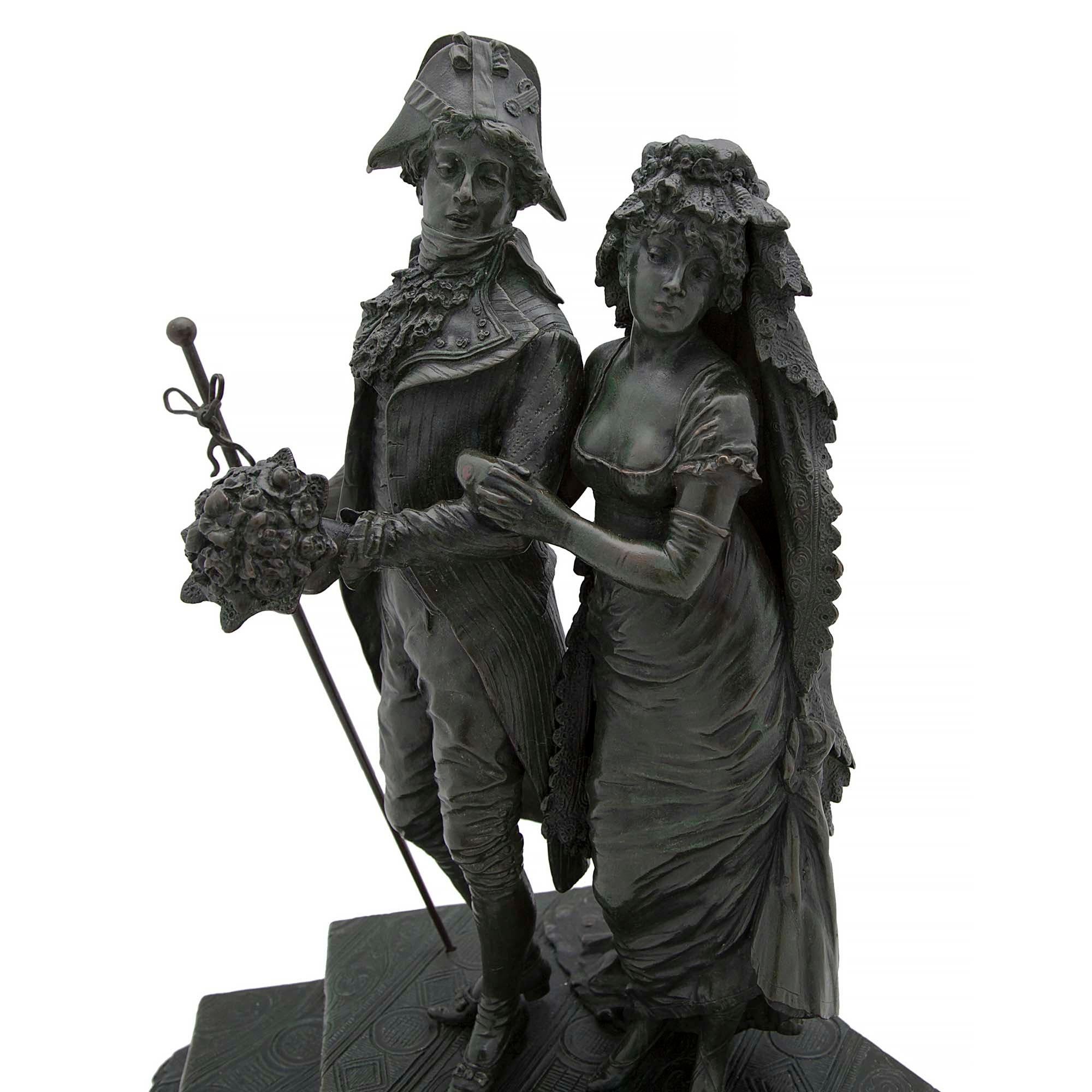 Pair of French 19th Century Louis XVI St. Patinated Bronze Sculptures For Sale 4