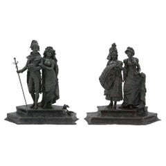Pair of French 19th Century Louis XVI St. Patinated Bronze Sculptures
