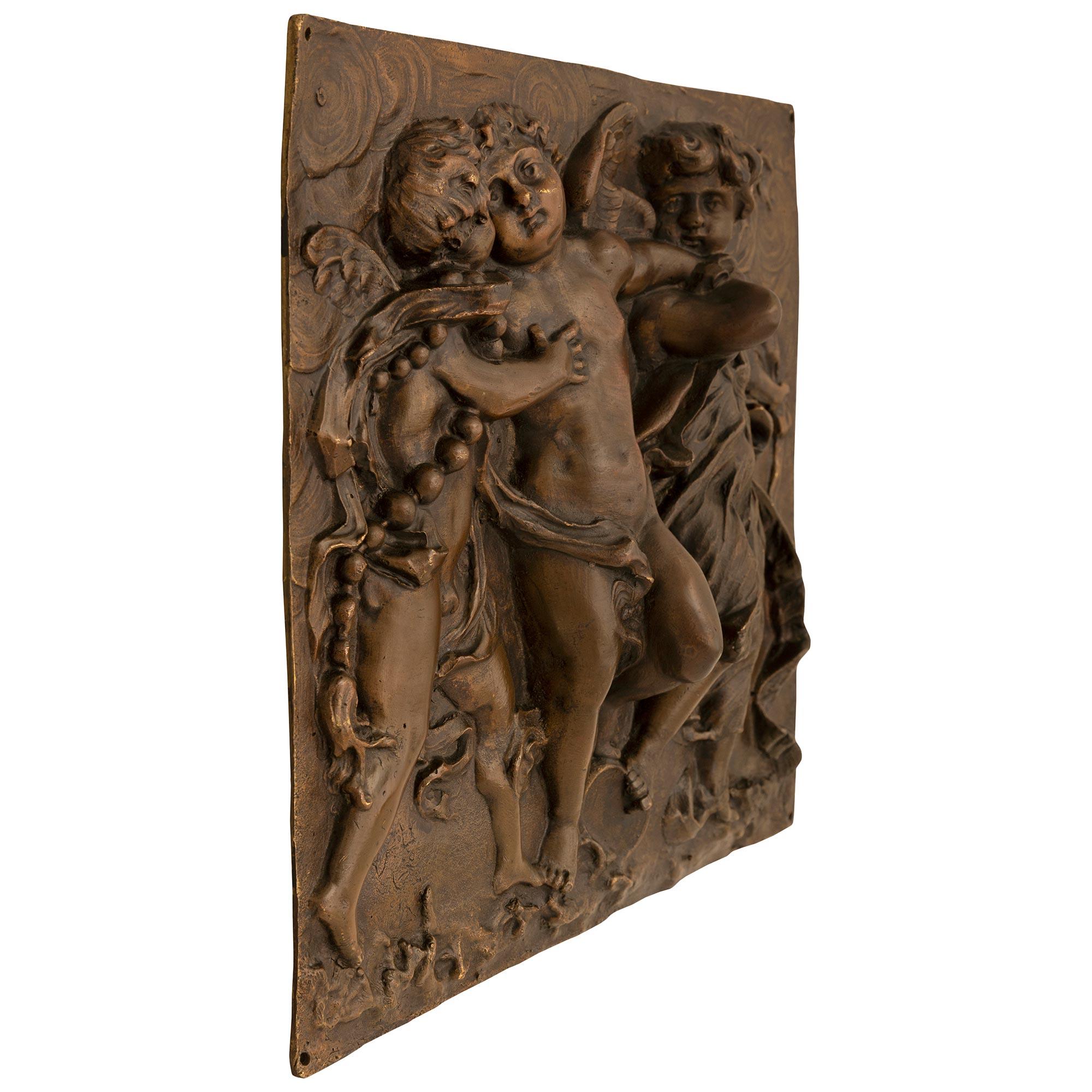 Pair of French 19th Century Louis XVI St. Patinated Bronze Wall Plaques In Good Condition For Sale In West Palm Beach, FL