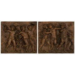 Pair of French 19th Century Louis XVI St. Patinated Bronze Wall Plaques