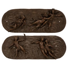 Paar französische Wandtafeln aus patinierter Bronze im Stil Louis XVI des 19.