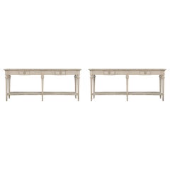 Pair of French 19th Century Louis XVI St. Patinated Off-White Consoles