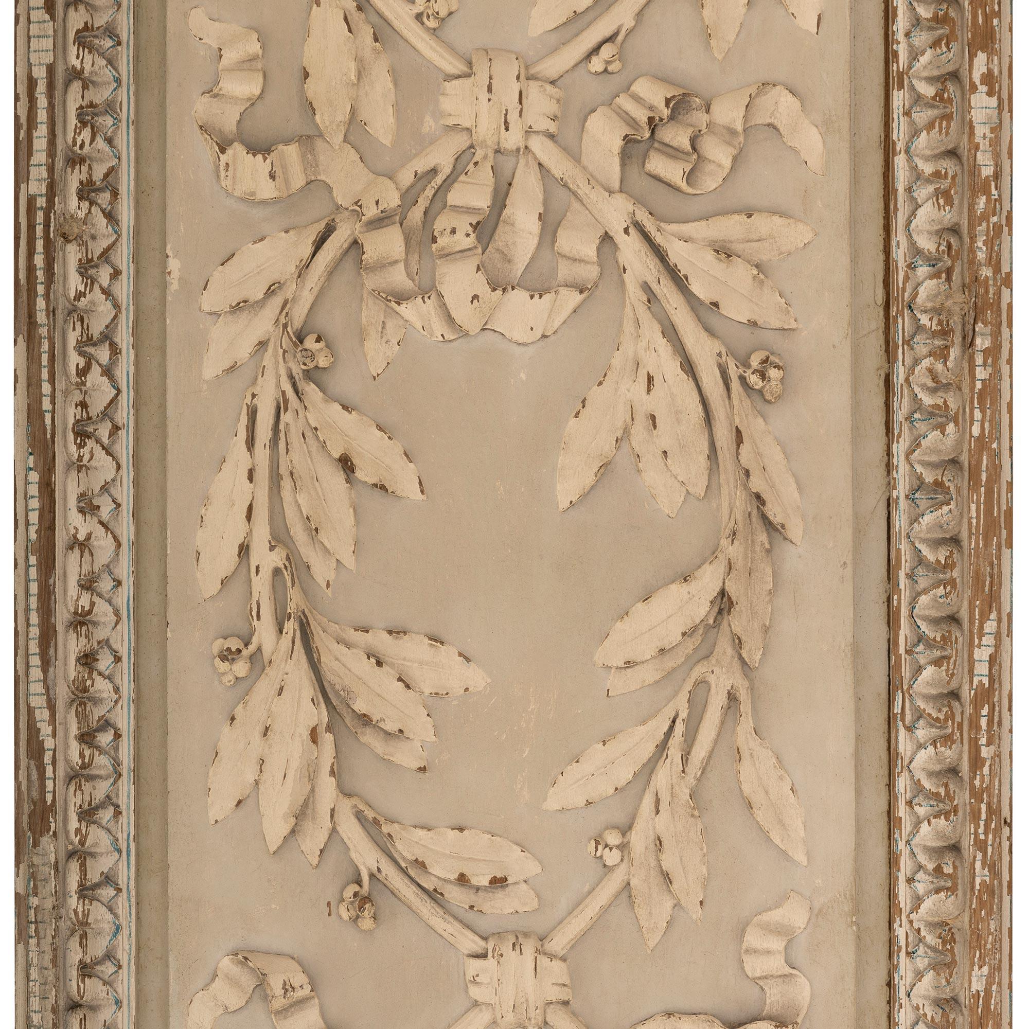 Wood Pair of French 19th Century Louis XVI St. Patinated Wall Decor Panels For Sale