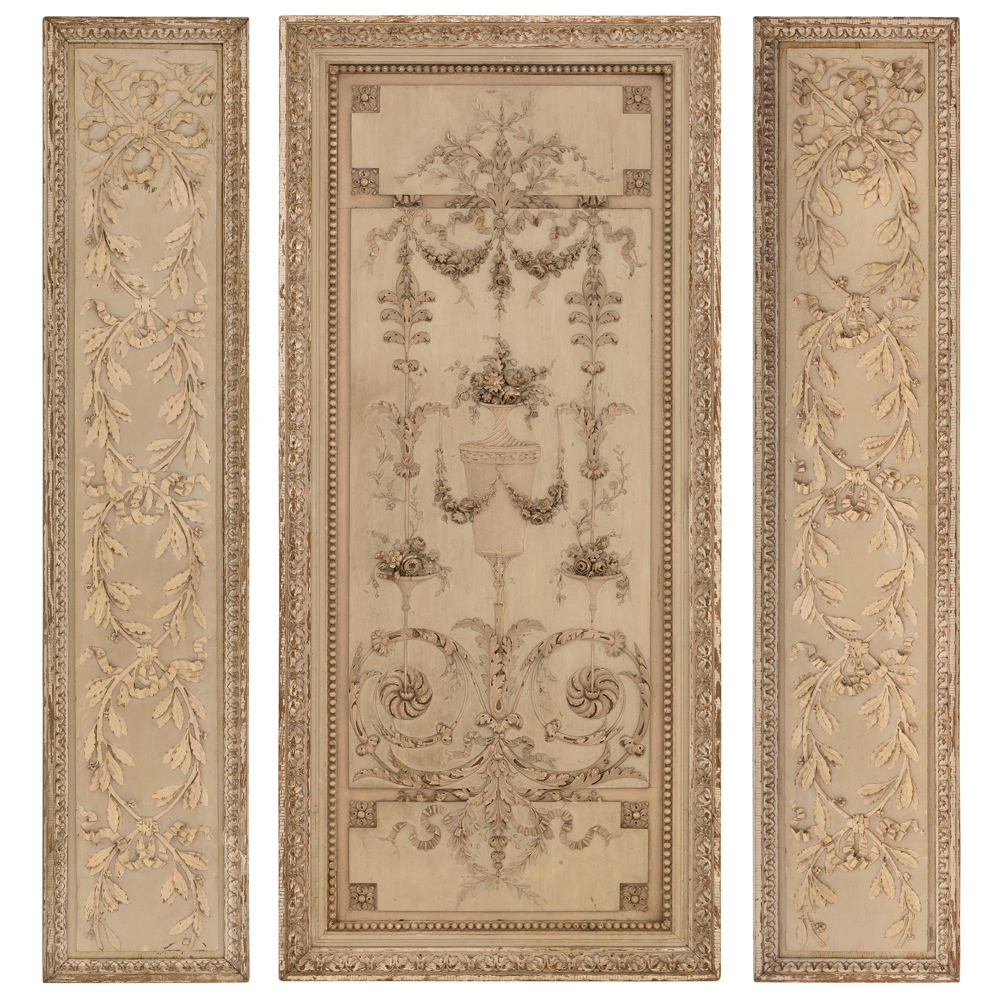 Pair of French 19th Century Louis XVI St. Patinated Wall Decor Panels For Sale 3