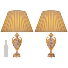pair of French 19th century Louis XVI st. Pêcher marble and Ormolu lamps