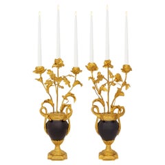 pair of French 19th century Louis XVI st. Porcelain and Ormolu candelabras