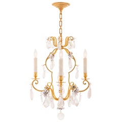 Pair of French Early 19th Century St. Rock Crystal and Glass Chandeliers