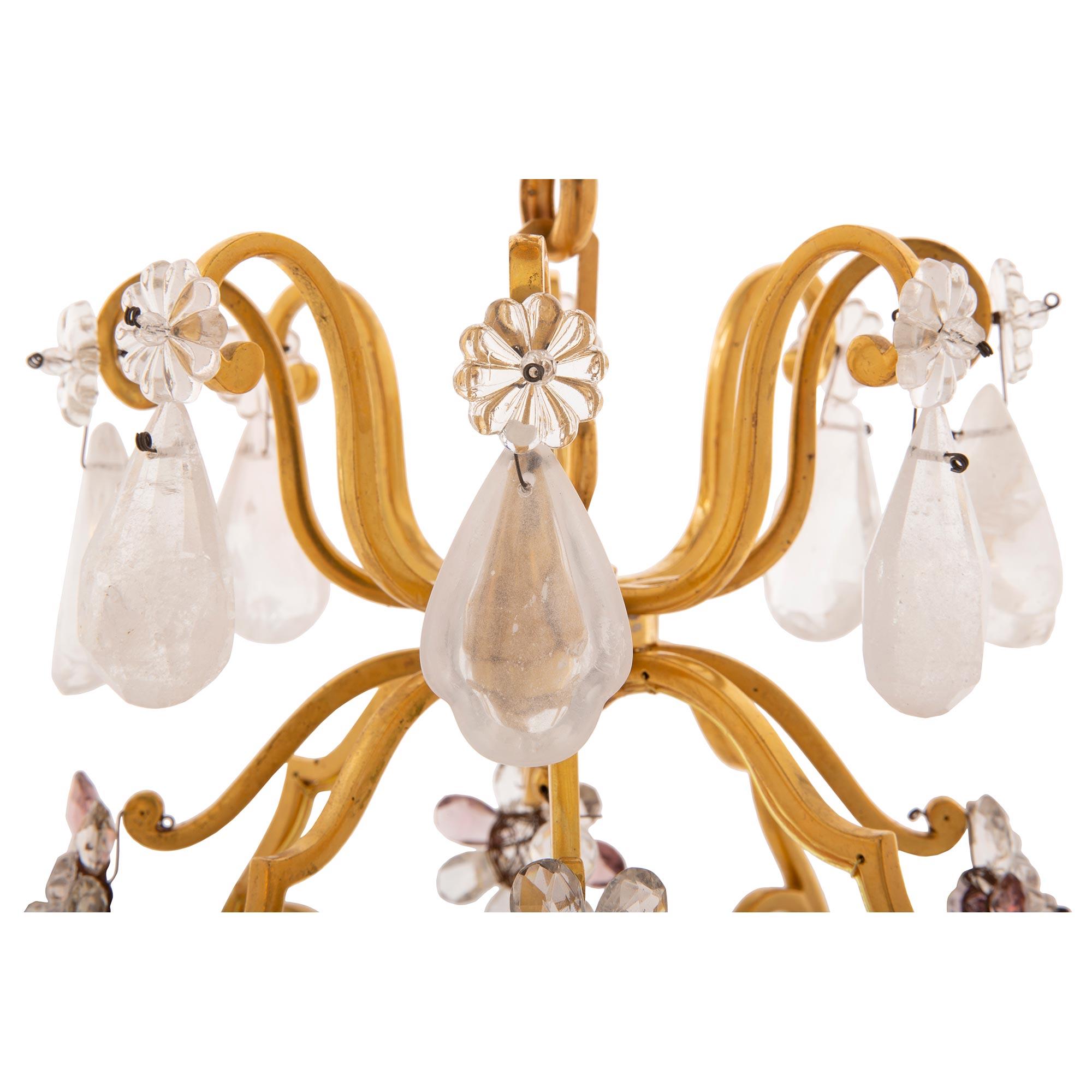 Pair of French Early 19th Century St. Rock Crystal and Glass Chandeliers In Good Condition For Sale In West Palm Beach, FL