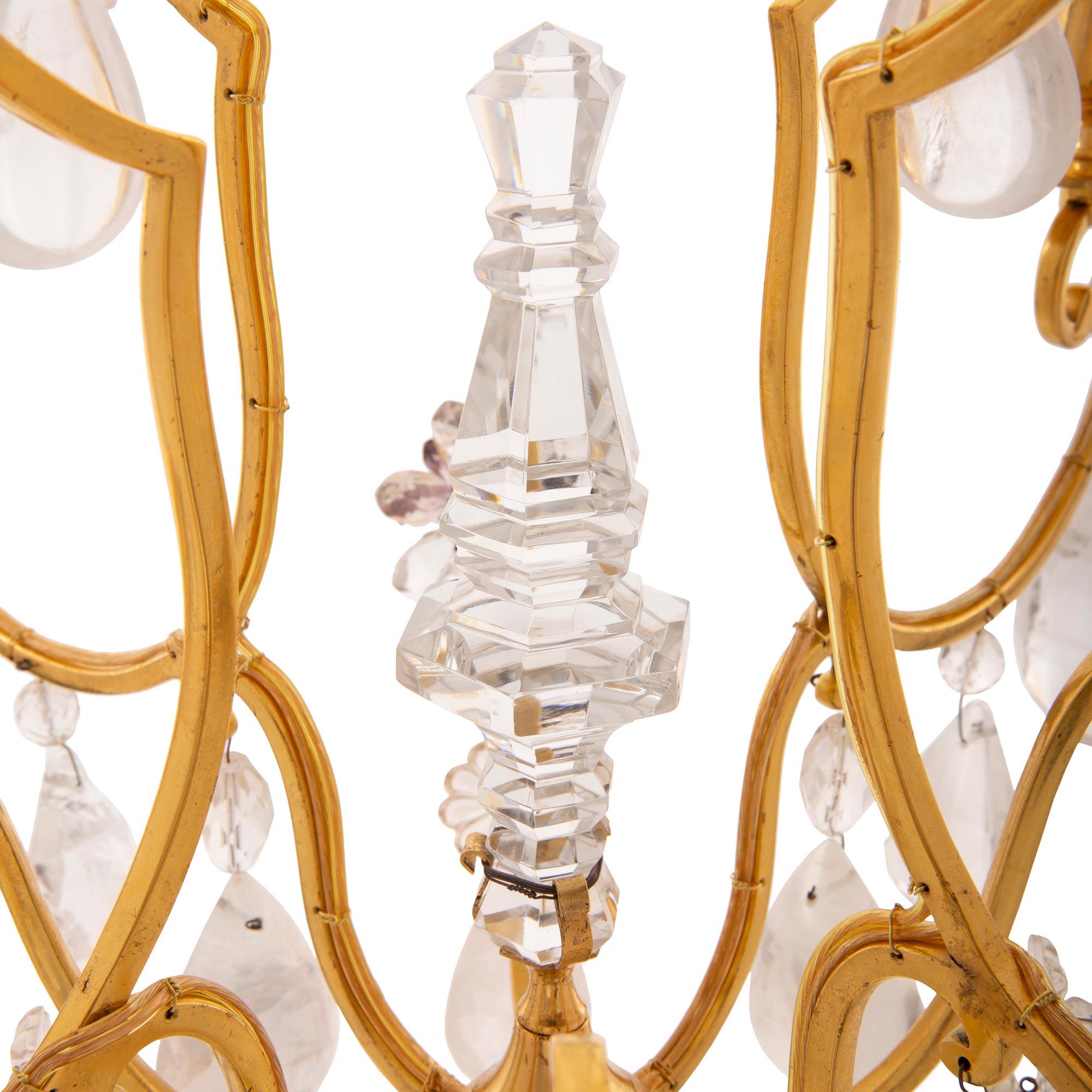Pair of French Early 19th Century St. Rock Crystal and Glass Chandeliers For Sale 2