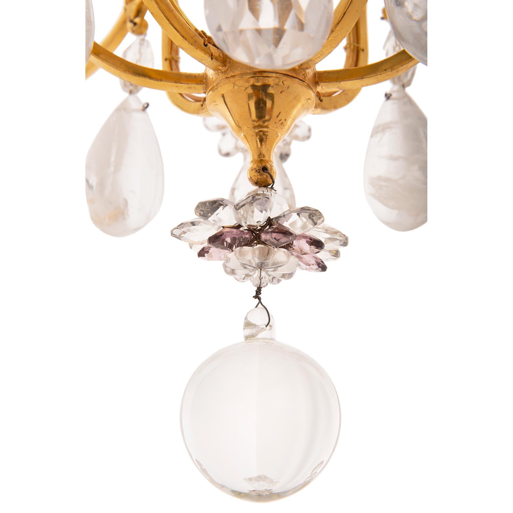 Pair of French Early 19th Century St. Rock Crystal and Glass Chandeliers For Sale 4