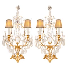 Coppia di lampade Girondoles in cristallo e ormeggio di St. Louis Crystal del XIX secolo