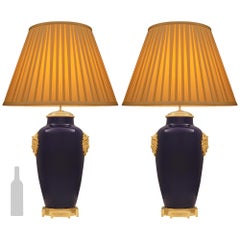 pair of French 19th century Louis XVI st. Sévres Porcelain and Ormolu lamps