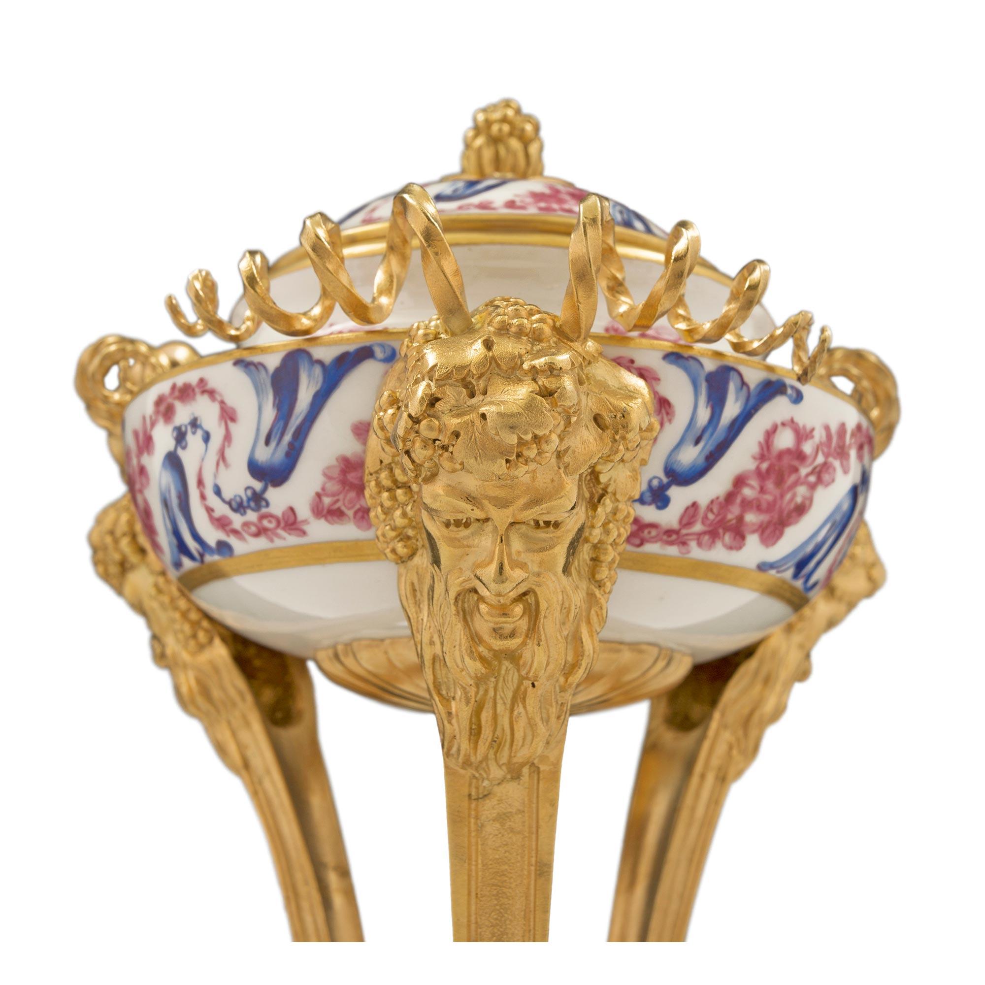 Pair of French 19th Century Louis XVI St. Sèvres Porcelain and Ormolu Lidded Urn For Sale 2