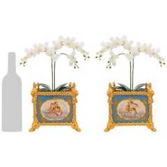 pair of French 19th century Louis XVI st. Sèvres Porcelain and Ormolu planters