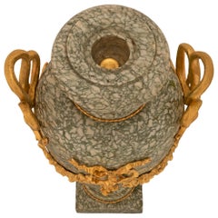 Pair of French 19th Century Louis XVI St. Vert Campan Marble and Ormolu Urns