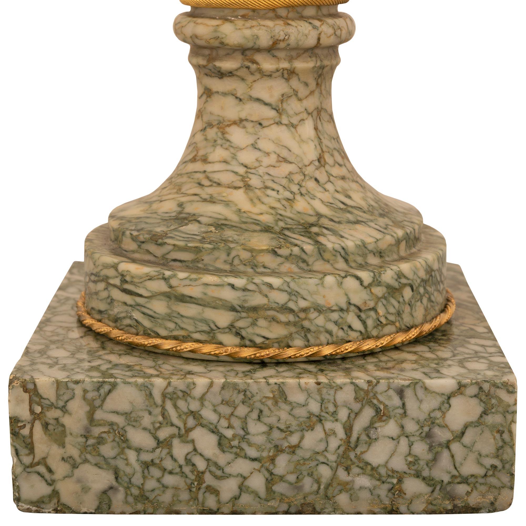 Pair of French 19th Century Louis XVI St. Vert Campan Marble and Ormolu Urns For Sale 6