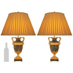 Coppia di lampade francesi del XIX secolo di St. Vert Patricia in marmo e ormeggio