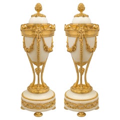 Pair of Italian 19th Century White Carrara Marble Torchères For Sale at ...