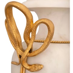 Coppia di lampade francesi del XIX secolo in stile Luigi XVI, marmo bianco di Carrara e ormeggio