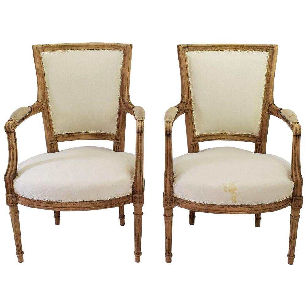 Pair of French 19th Century Louis XVI Style Armchairs