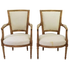 Pair of French 19th Century Louis XVI Style Armchairs