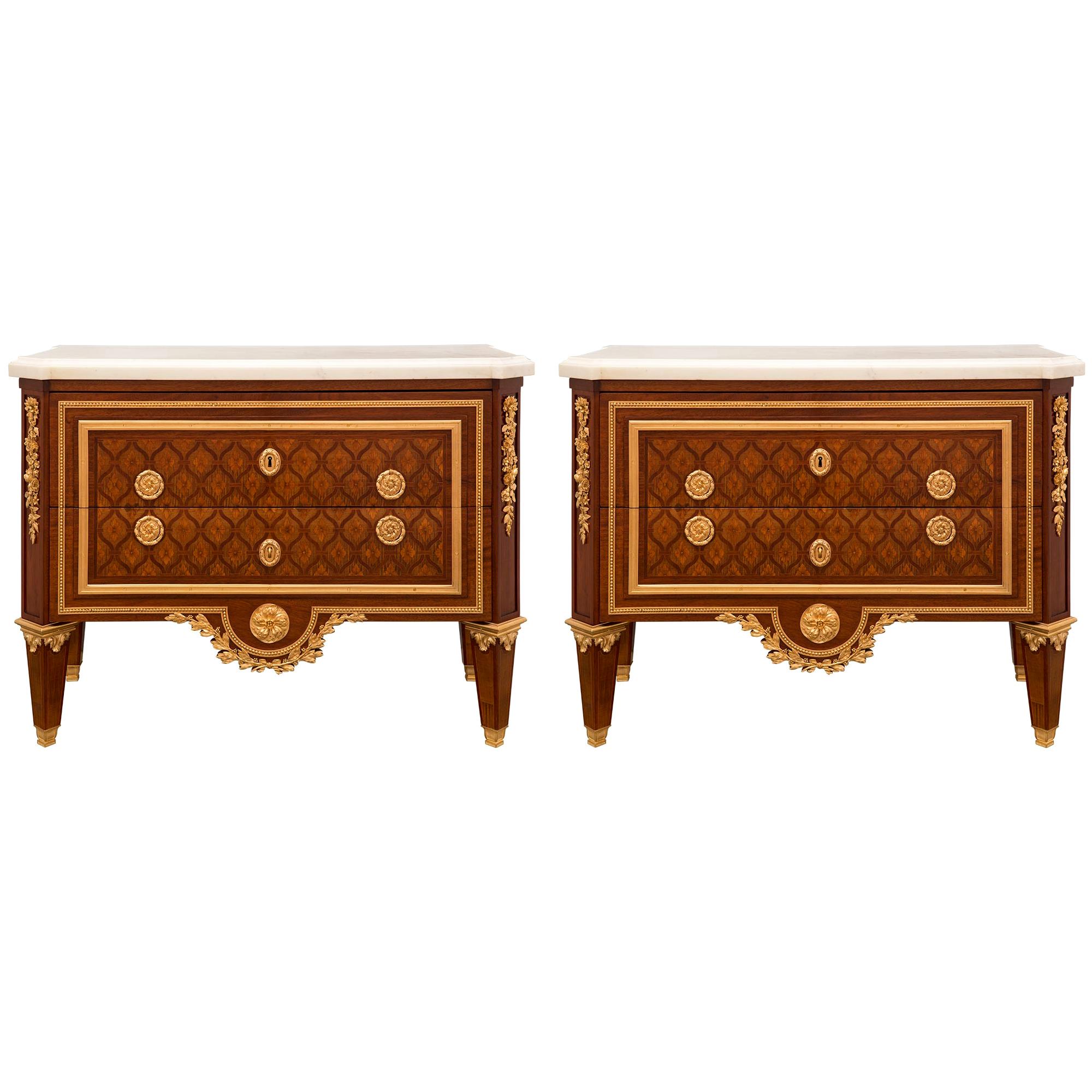 Pair of French 19th Century Louis XVI Style Belle Époque Period Commodes