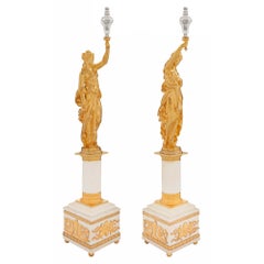 Pair of French 19th Century Louis XVI Style Belle Époque Period Statues