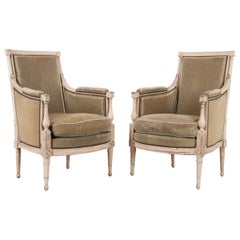 Pair of French 19th Century Louis XVI-Style Bergeres