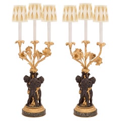 Pair of French 19th Century Louis XVI Style Candelabra Lamps