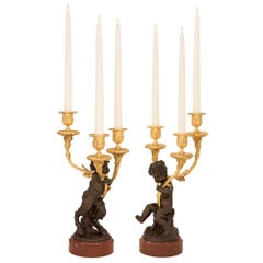 Pair of French 19th Century Louis XVI Style Candelabras, Attributed to Clodion