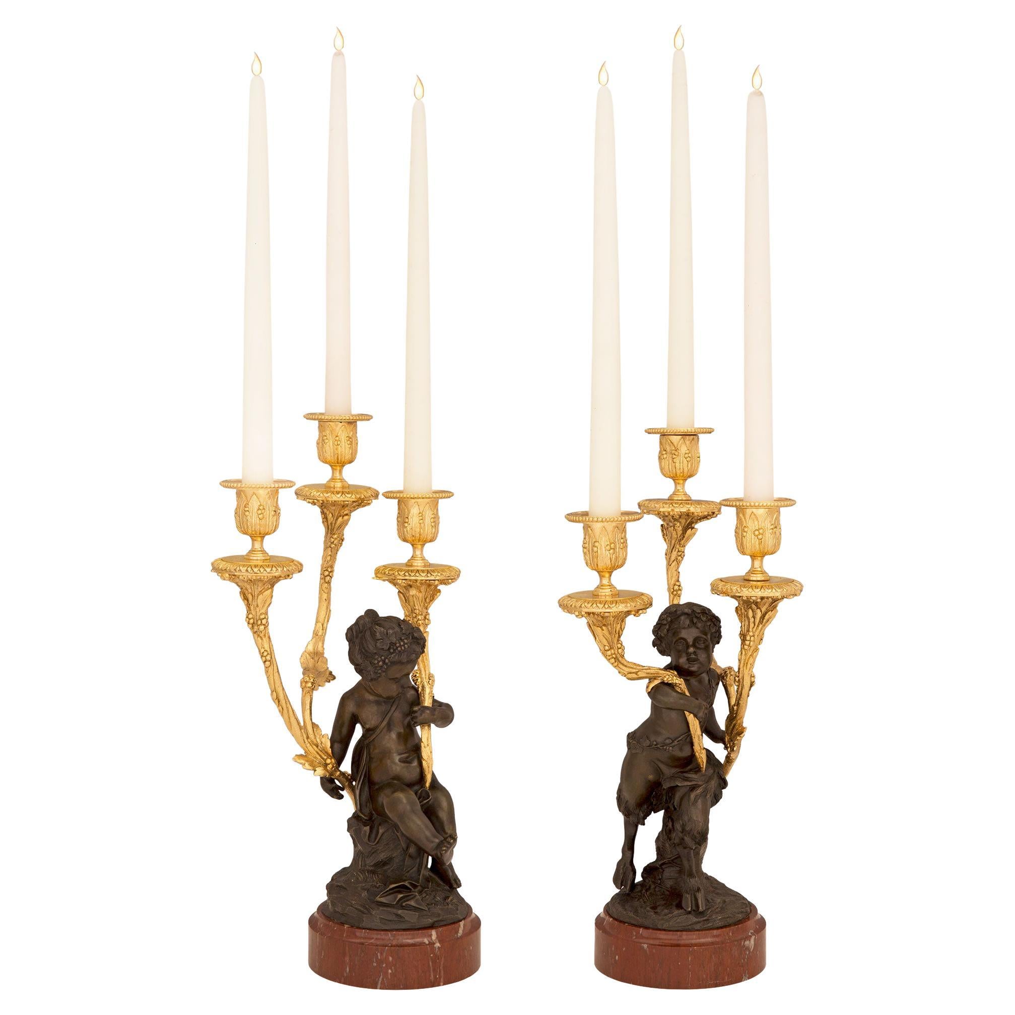 Pair of French 19th Century Louis XVI Style Candelabras, Attributed to Clodion