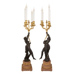 Pair of French 19th Century Louis XVI Style Candelabras Lamps
