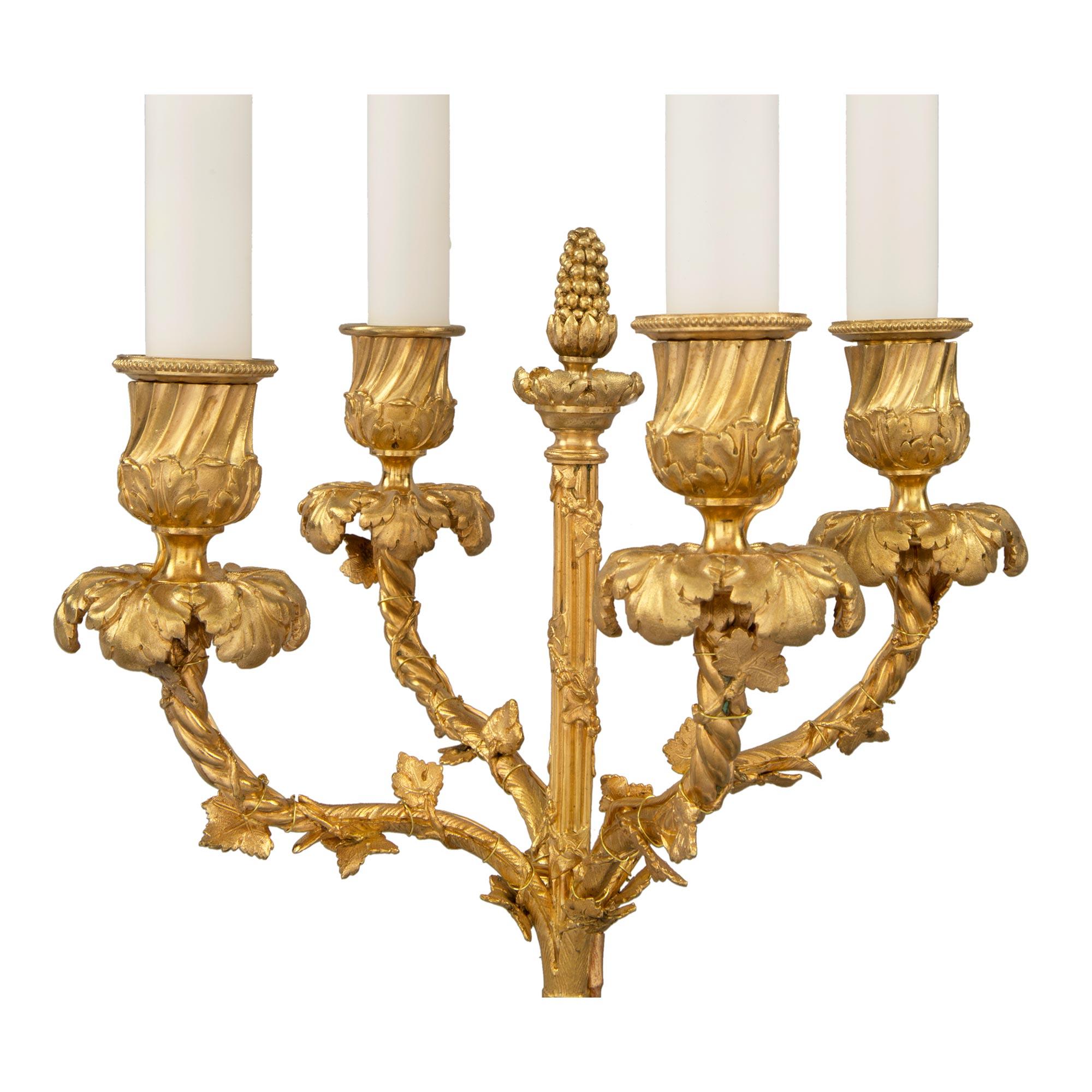 Pair of French 19th Century Louis XVI Style Candelabras Lamps In Good Condition For Sale In West Palm Beach, FL