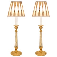 Pair of French 19th Century Louis XVI Style Candlestick Lamps