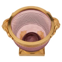 Pair of French 19th Century Louis XVI Style Crystal and Ormolu Lidded Urns