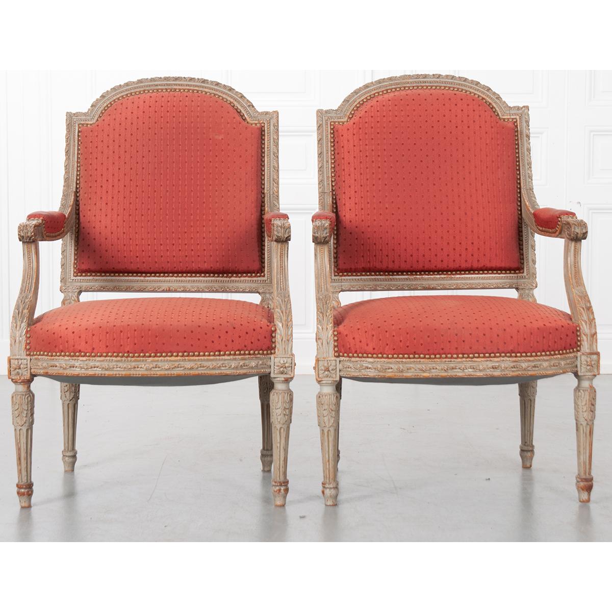 Pair of French 19th Century Louis XVI-Style Fauteuils 6