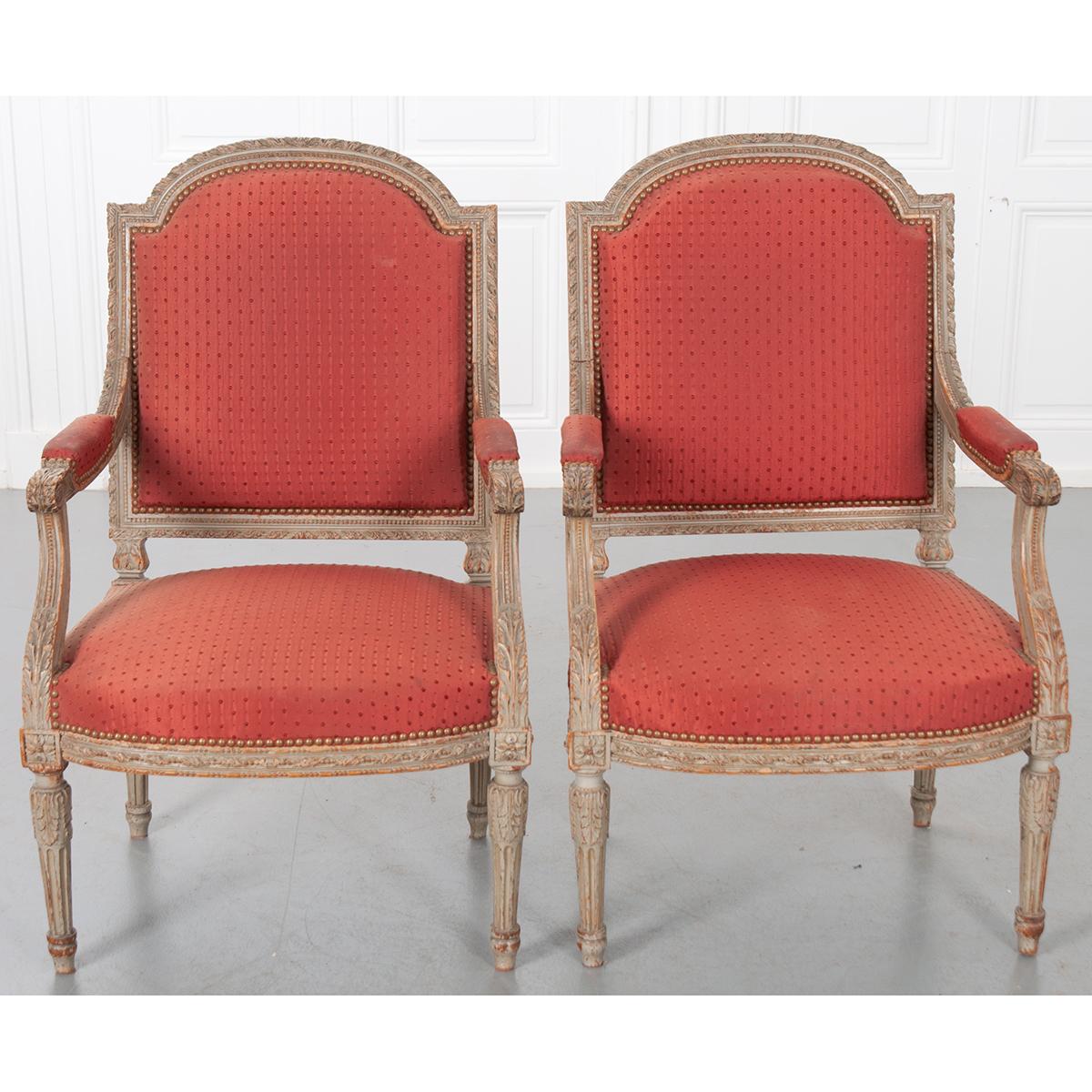 Pair of French 19th Century Louis XVI-Style Fauteuils 7