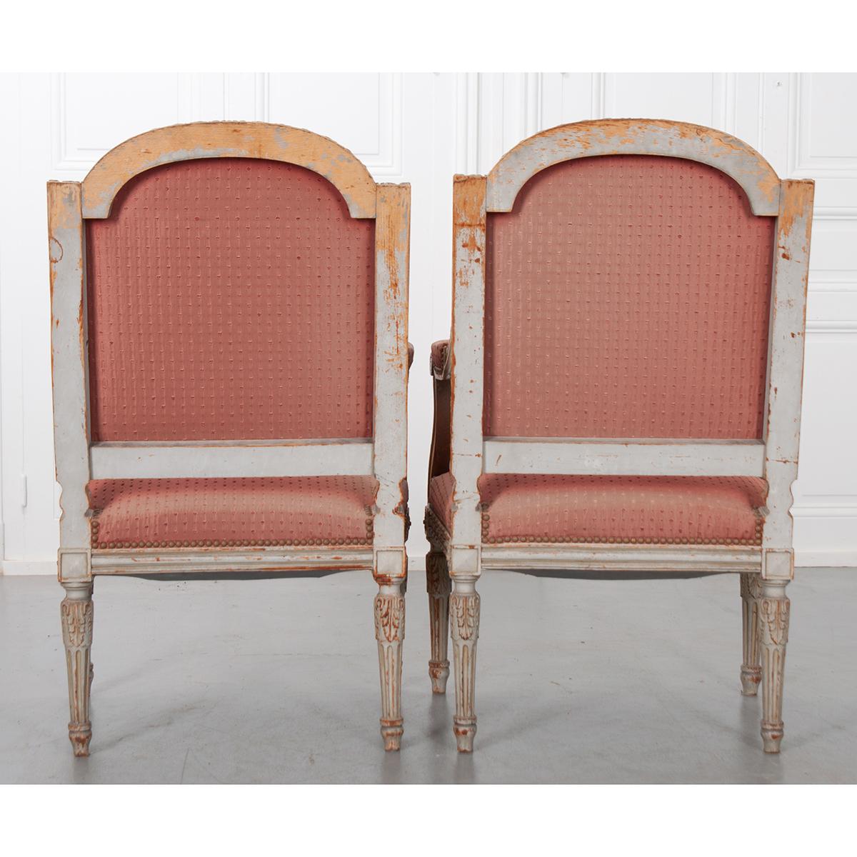 Pair of French 19th Century Louis XVI-Style Fauteuils 9