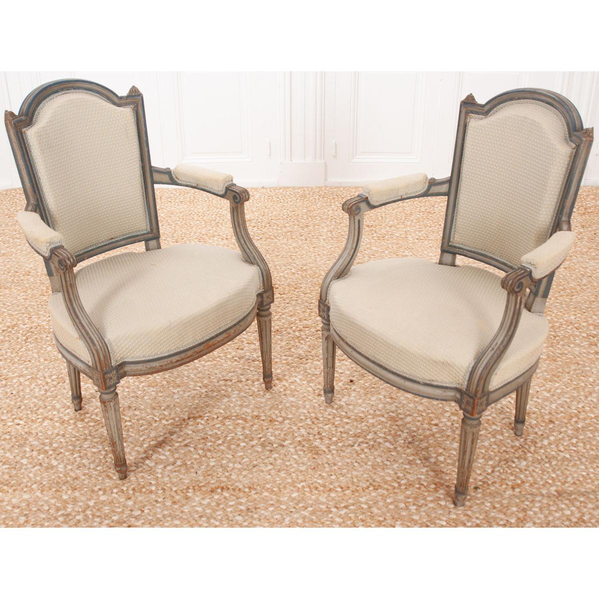 Upholstery Pair of French 19th Century Louis XVI-Style Fauteuils