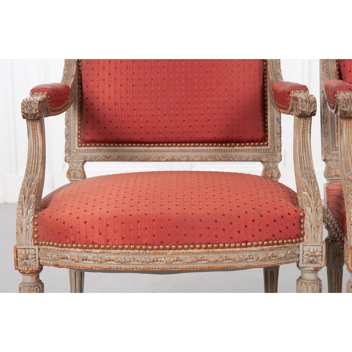 Pair of French 19th Century Louis XVI-Style Fauteuils 1