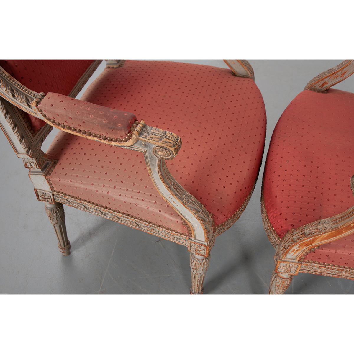 Pair of French 19th Century Louis XVI-Style Fauteuils 4