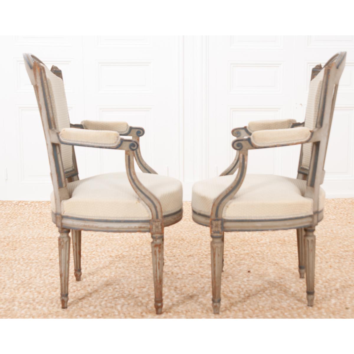 Pair of French 19th Century Louis XVI-Style Fauteuils 5