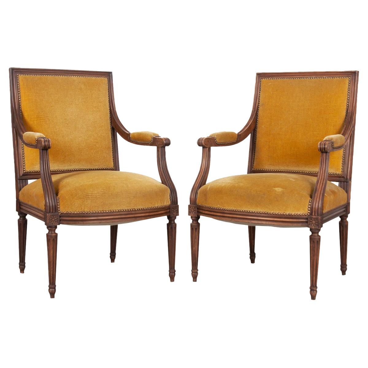 Pair of French 19th Century Louis XVI-Style Fauteuils
