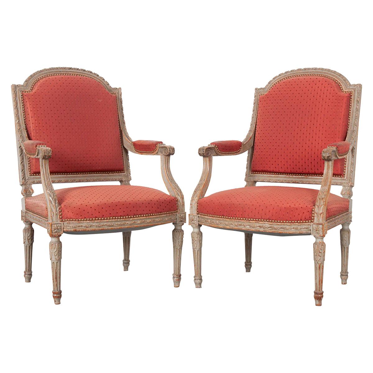 Pair of French 19th Century Louis XVI-Style Fauteuils
