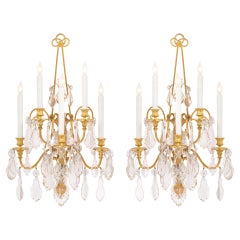 Pair of French 19th Century Louis XVI Style Five-Arm Sconces