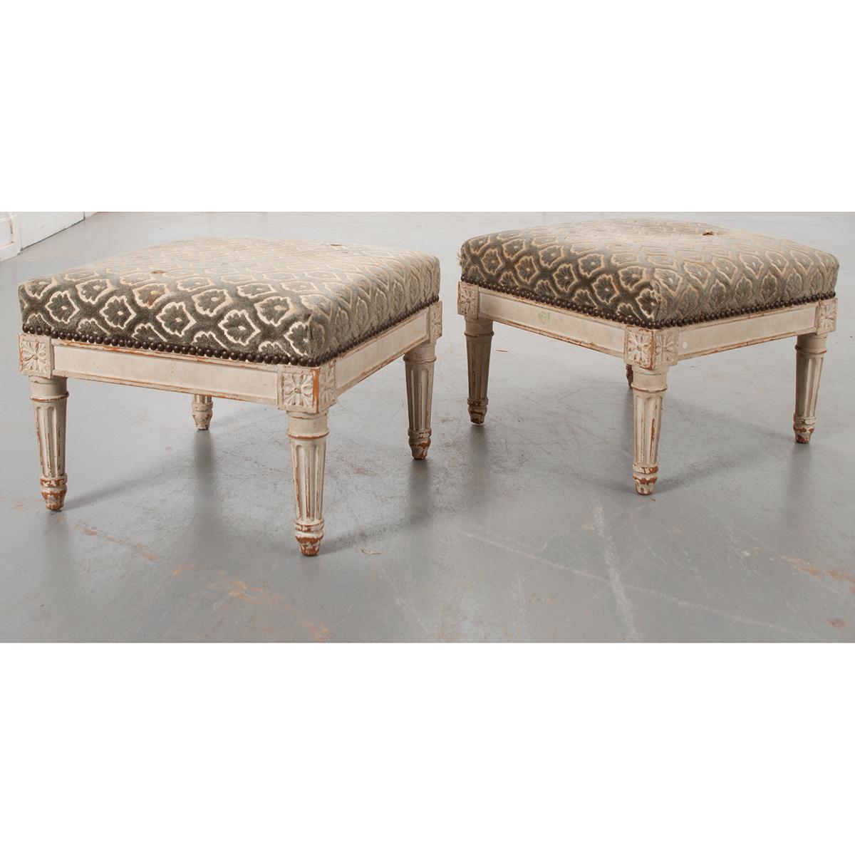 Pair of French 19th Century Louis XVI-Style Foot Stools In Good Condition In Baton Rouge, LA
