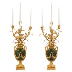 Antique Pair of French 19th Century Louis XVI Style Four-Arm Candelabras